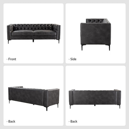 Divano classico con braccioli quadrati Calymne 84 e schienale con bottoni trapuntati di HULALA HOME