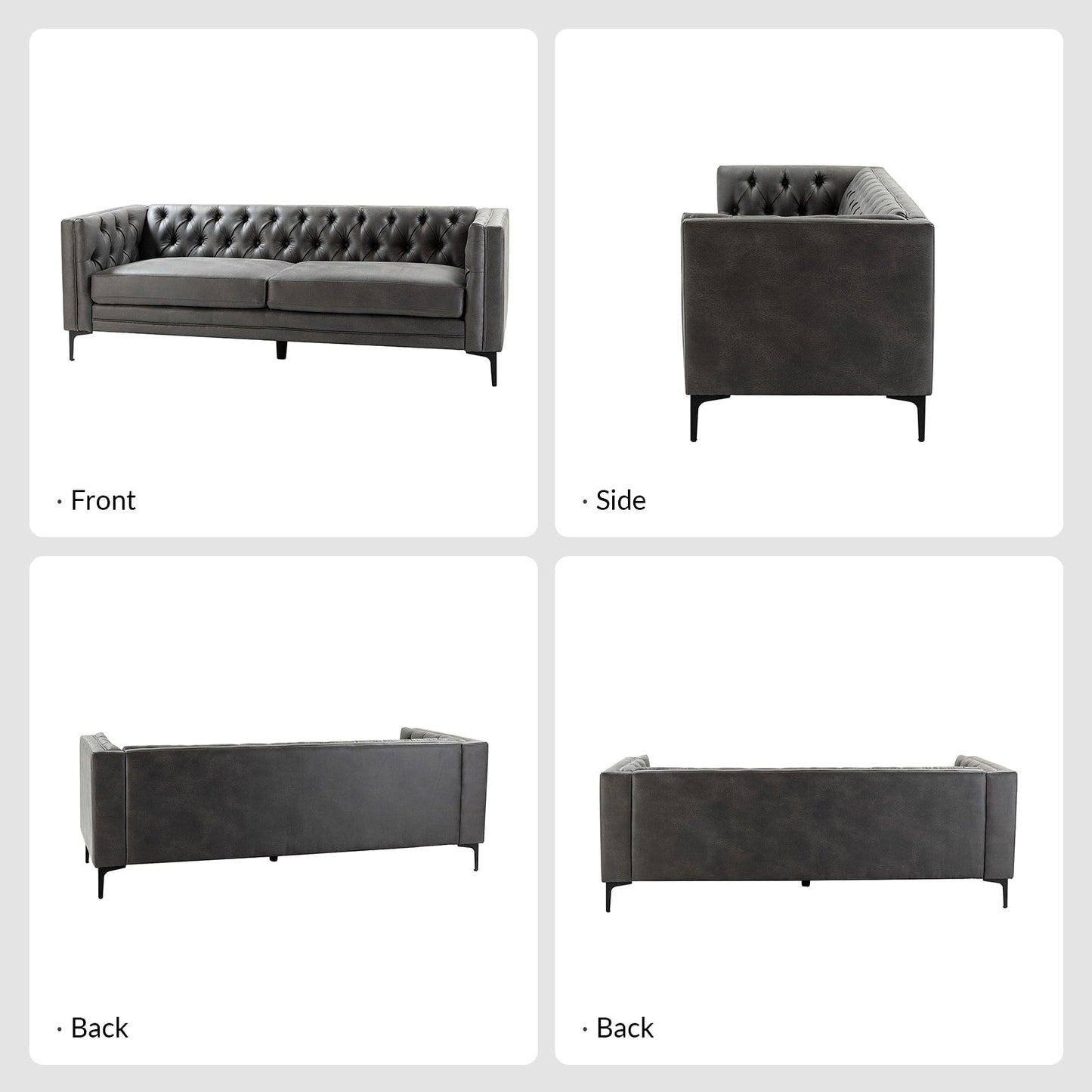 Divano classico con braccioli quadrati Calymne 84 e schienale con bottoni trapuntati di HULALA HOME