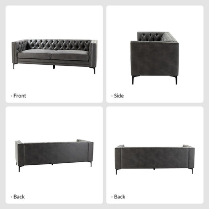 Divano classico con braccioli quadrati Calymne 84 e schienale con bottoni trapuntati di HULALA HOME