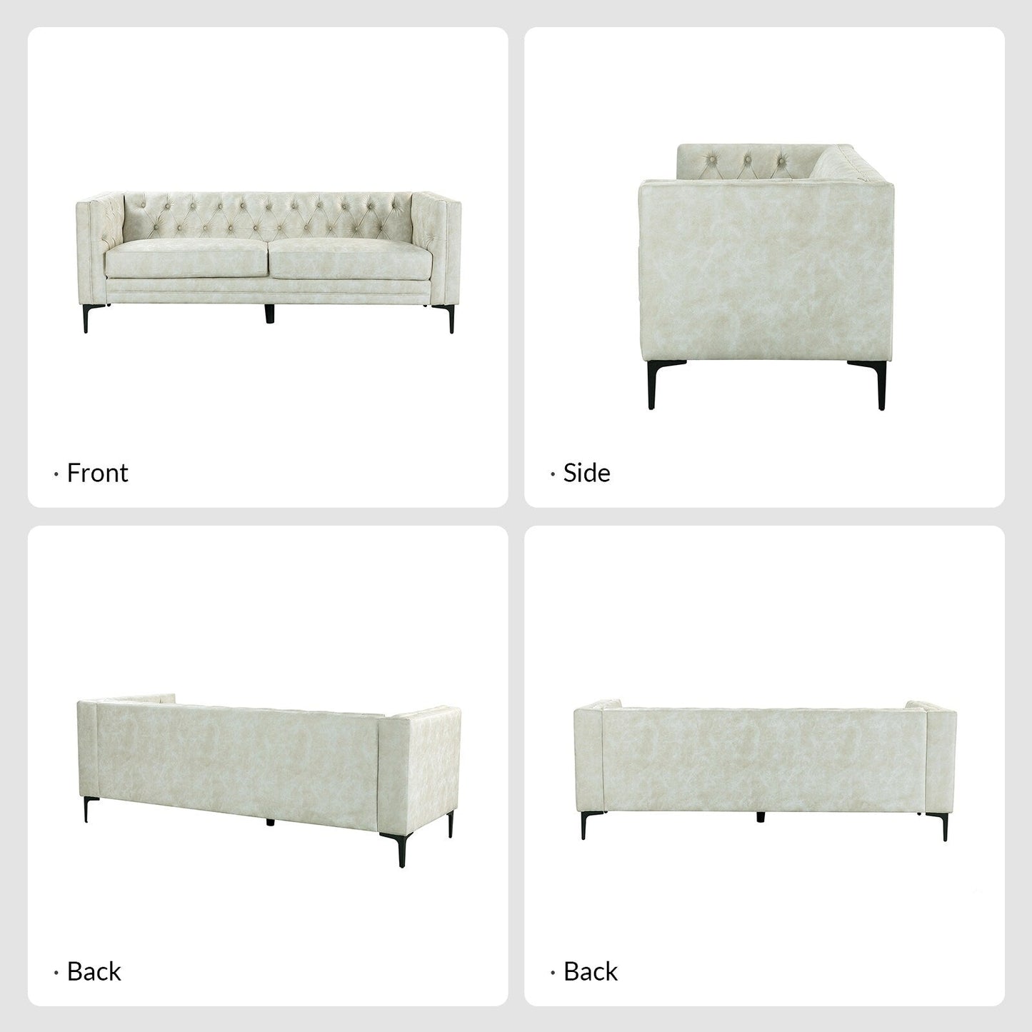 Divano classico con braccioli quadrati Calymne 84 e schienale con bottoni trapuntati di HULALA HOME