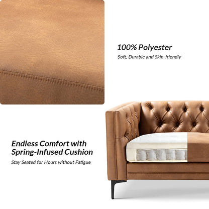 Divano classico con braccioli quadrati Calymne 84 e schienale con bottoni trapuntati di HULALA HOME