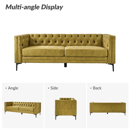 Divano classico con braccioli quadrati Calymne 84 e schienale con bottoni trapuntati di HULALA HOME