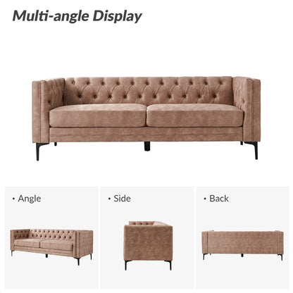 Divano classico con braccioli quadrati Calymne 84 e schienale con bottoni trapuntati di HULALA HOME