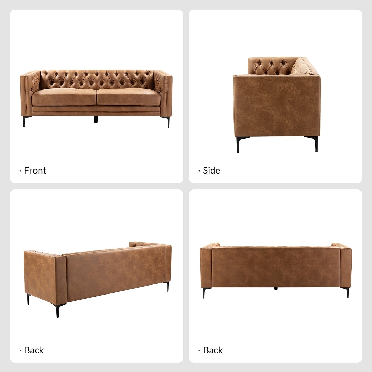 Divano classico con braccioli quadrati Calymne 84 e schienale con bottoni trapuntati di HULALA HOME