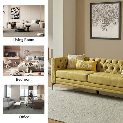 Divano classico con braccioli quadrati Calymne 84 e schienale con bottoni trapuntati di HULALA HOME