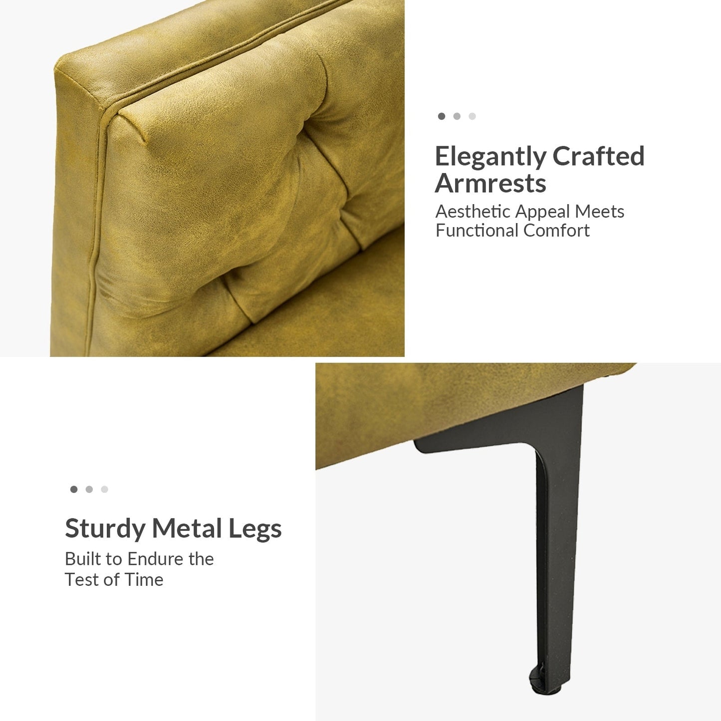 Divano classico con braccioli quadrati Calymne 84 e schienale con bottoni trapuntati di HULALA HOME