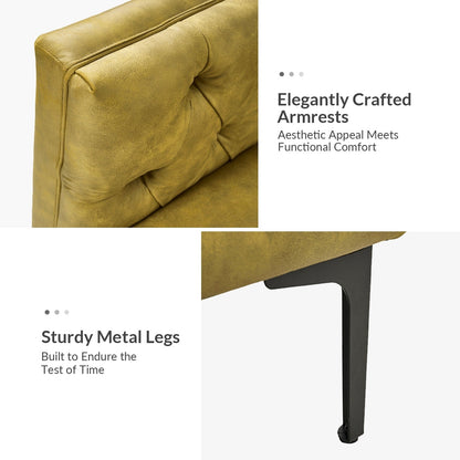 Divano classico con braccioli quadrati Calymne 84 e schienale con bottoni trapuntati di HULALA HOME