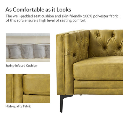 Divano classico con braccioli quadrati Calymne 84 e schienale con bottoni trapuntati di HULALA HOME