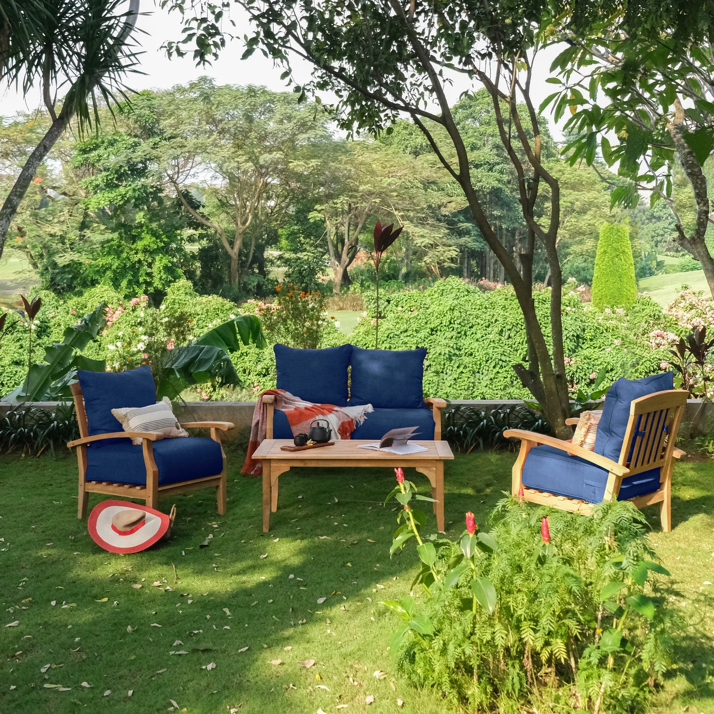 Set da conversazione per patio in teak Cambridge Casual Caterina, 4 pezzi