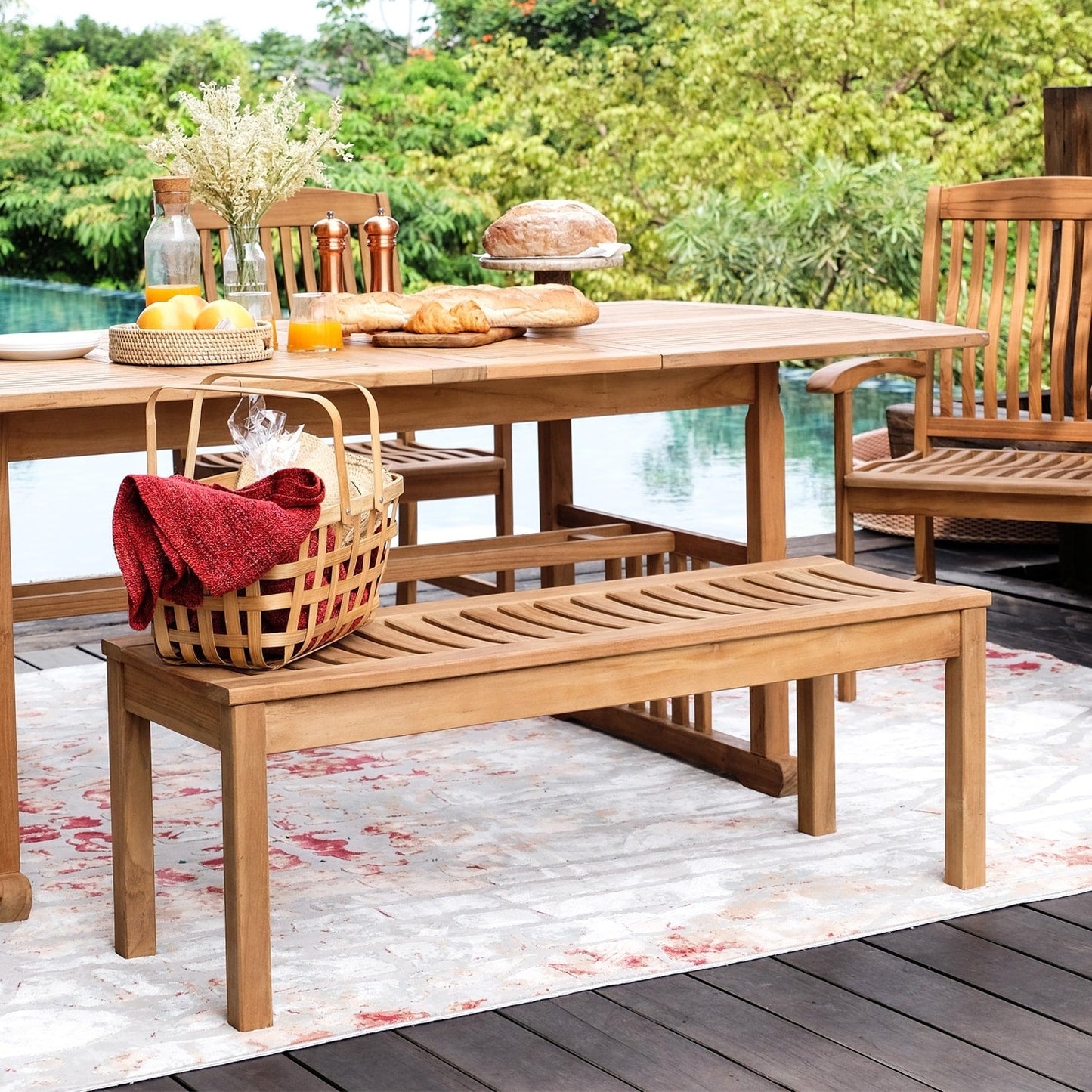 Set da pranzo estensibile da esterno Cambridge Casual Caterina in teak, 6 pezzi