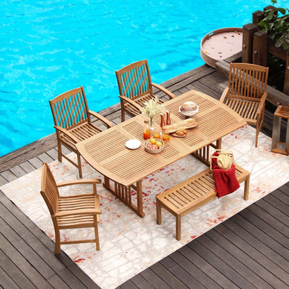 Set da pranzo estensibile da esterno Cambridge Casual Caterina in teak, 6 pezzi