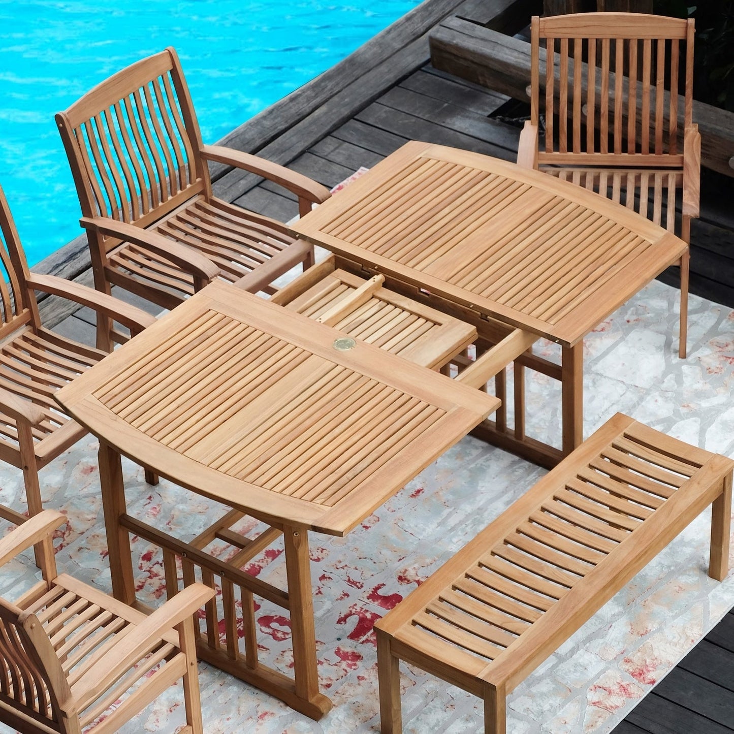 Set da pranzo estensibile da esterno Cambridge Casual Caterina in teak, 6 pezzi