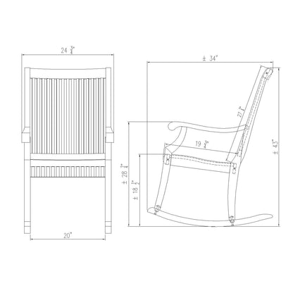 Set di sedie a dondolo da esterno Cambridge Casual Chara in teak, 3 pezzi