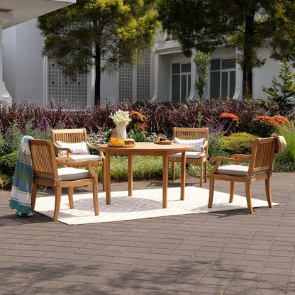 Set da pranzo per patio Cambridge Casual Chara in teak da 5 pezzi con cuscino