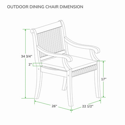 Set da pranzo per patio Cambridge Casual Chara in teak da 5 pezzi con cuscino