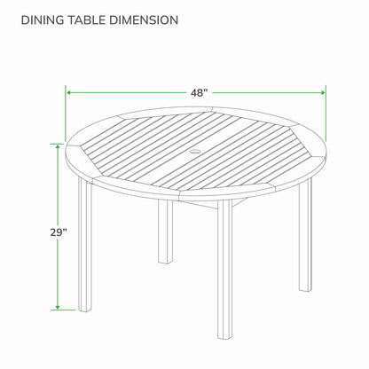 Set da pranzo per patio Cambridge Casual Chara in teak da 5 pezzi con cuscino