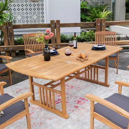 Set da pranzo estensibile per patio Cambridge Casual Chignik da 7 pezzi in teak