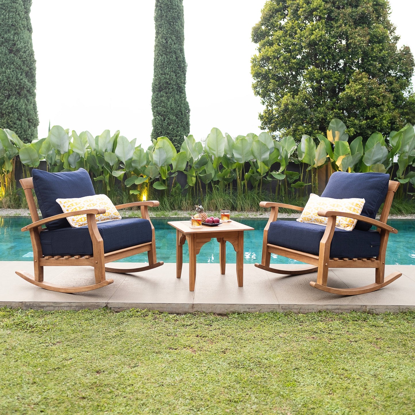 Set da giardino Cambridge Casual Leon in teak da 3 pezzi con cuscino