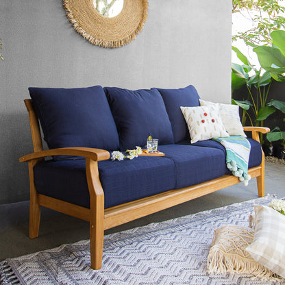 Set da conversazione per patio in legno di teak Cambridge Casual Leon da 5 pezzi