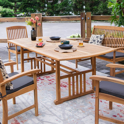 Set da pranzo estensibile per patio Cambridge Casual Leon in teak da 6 pezzi