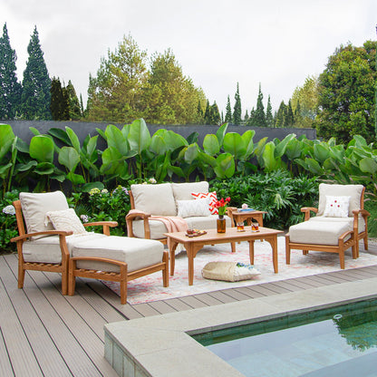 Set da conversazione per patio in teak Cambridge Casual Leon da 7 pezzi