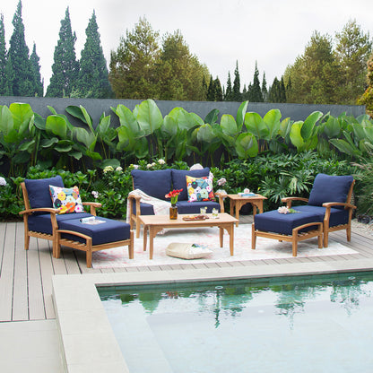 Set da conversazione per patio in teak Cambridge Casual Leon da 7 pezzi