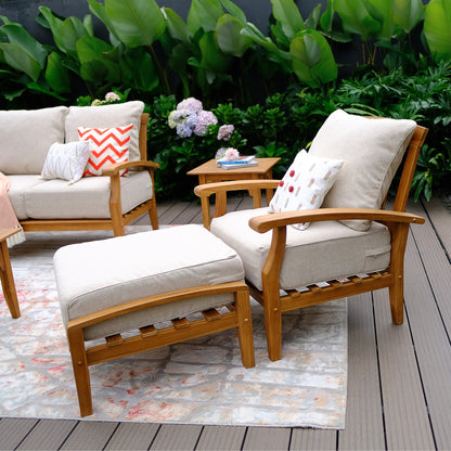 Set da conversazione per patio in teak Cambridge Casual Leon da 7 pezzi