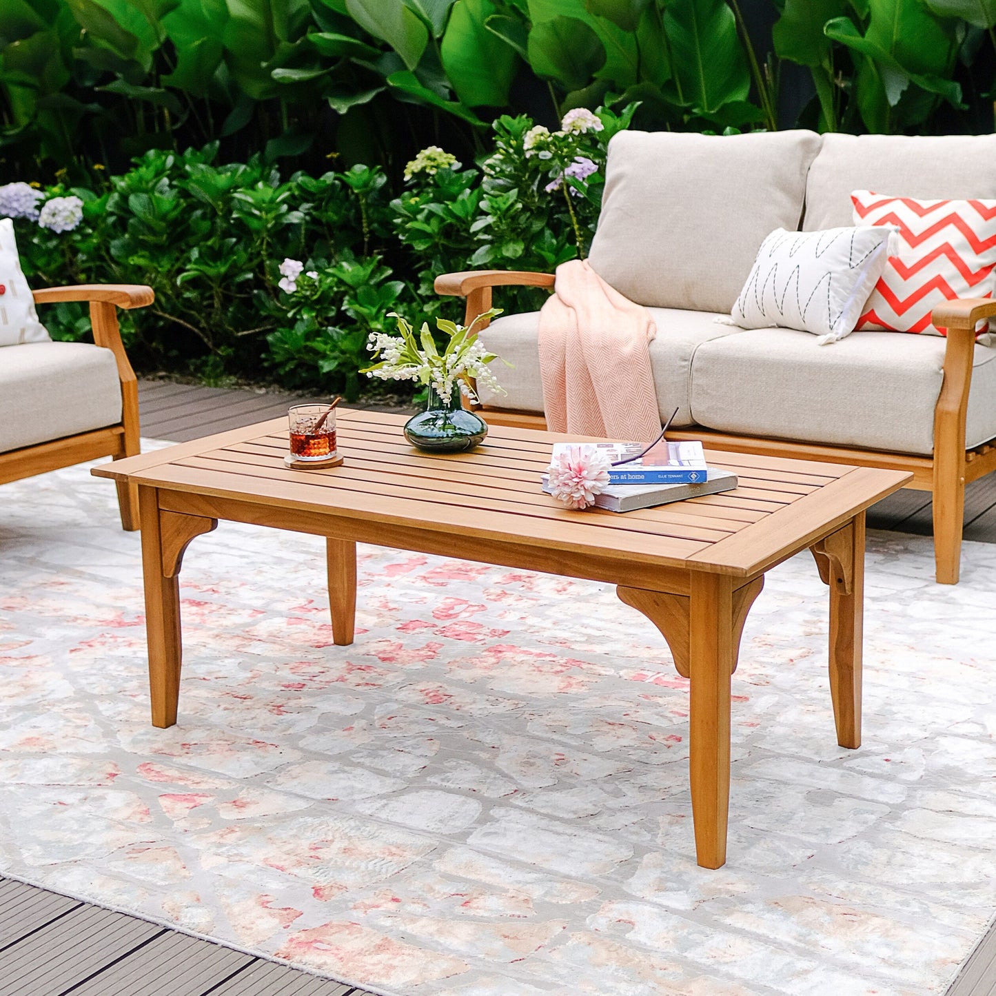 Set da conversazione per patio in teak Cambridge Casual Leon da 7 pezzi