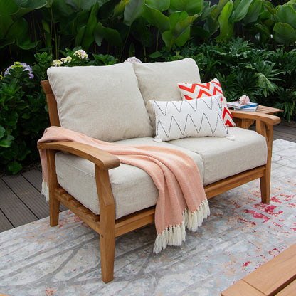 Set da conversazione per patio in teak Cambridge Casual Leon da 7 pezzi