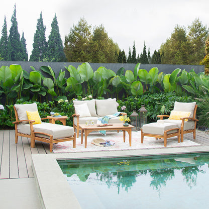 Set da conversazione per patio in teak Cambridge Casual Leon da 7 pezzi