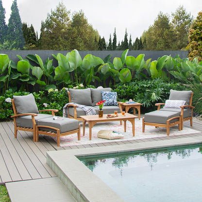 Set da conversazione per patio in teak Cambridge Casual Leon da 7 pezzi