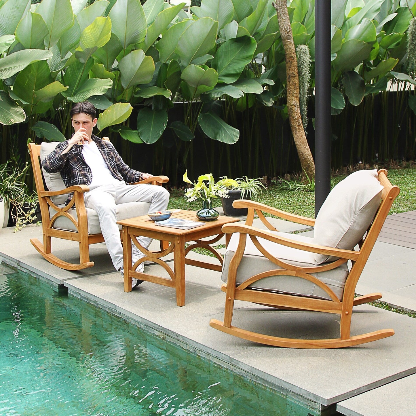 Set da salotto da giardino Cambridge Casual Lowell in teak, 3 pezzi