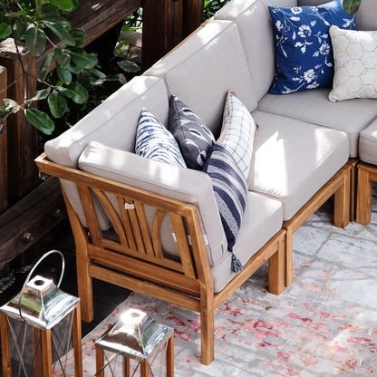 Set da giardino componibile Cambridge Casual Lowell in teak da 8 pezzi con cuscino