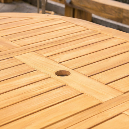 Set da pranzo pieghevole da esterno Cambridge Casual Miami da 7 pezzi in teak con cuscino per seduta Sunbrella