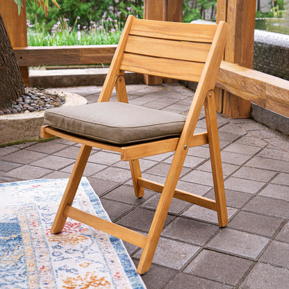 Set da pranzo pieghevole da esterno Cambridge Casual Miami da 7 pezzi in teak con cuscino per seduta Sunbrella