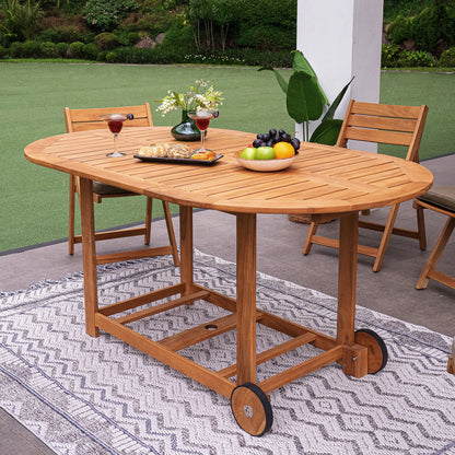 Set da pranzo pieghevole da esterno Cambridge Casual Miami da 7 pezzi in teak con cuscino per seduta Sunbrella