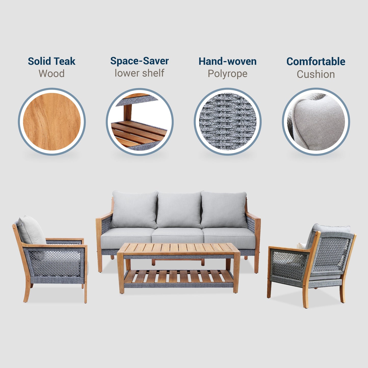 Set da conversazione per esterni Cambridge Casual Nassau in legno di teak, 4 pezzi