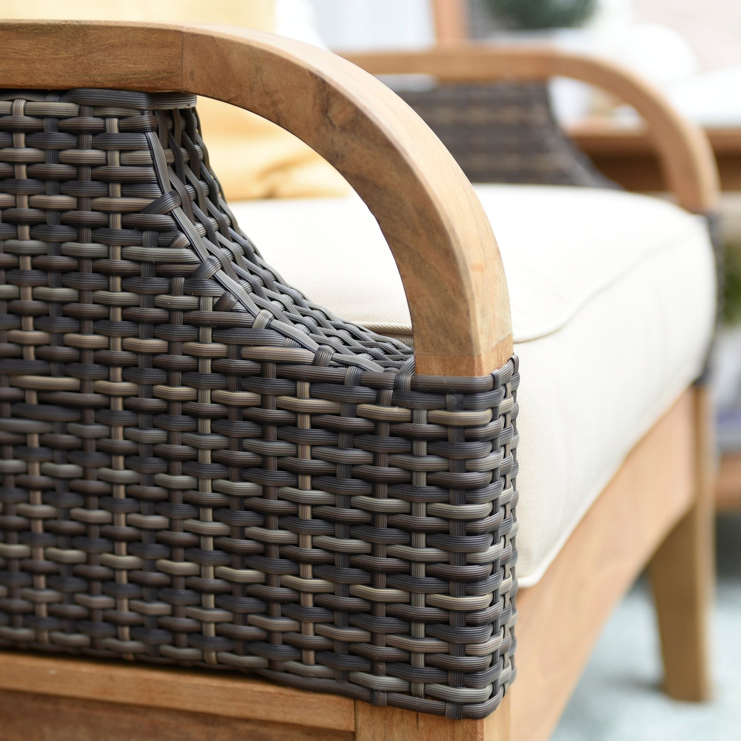 Set da esterno Cambridge Casual Palma, 3 pezzi, in teak e vimini, con cuscino GRATUITO