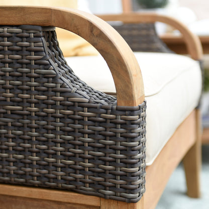 Set da esterno Cambridge Casual Palma, 3 pezzi, in teak e vimini, con cuscino GRATUITO