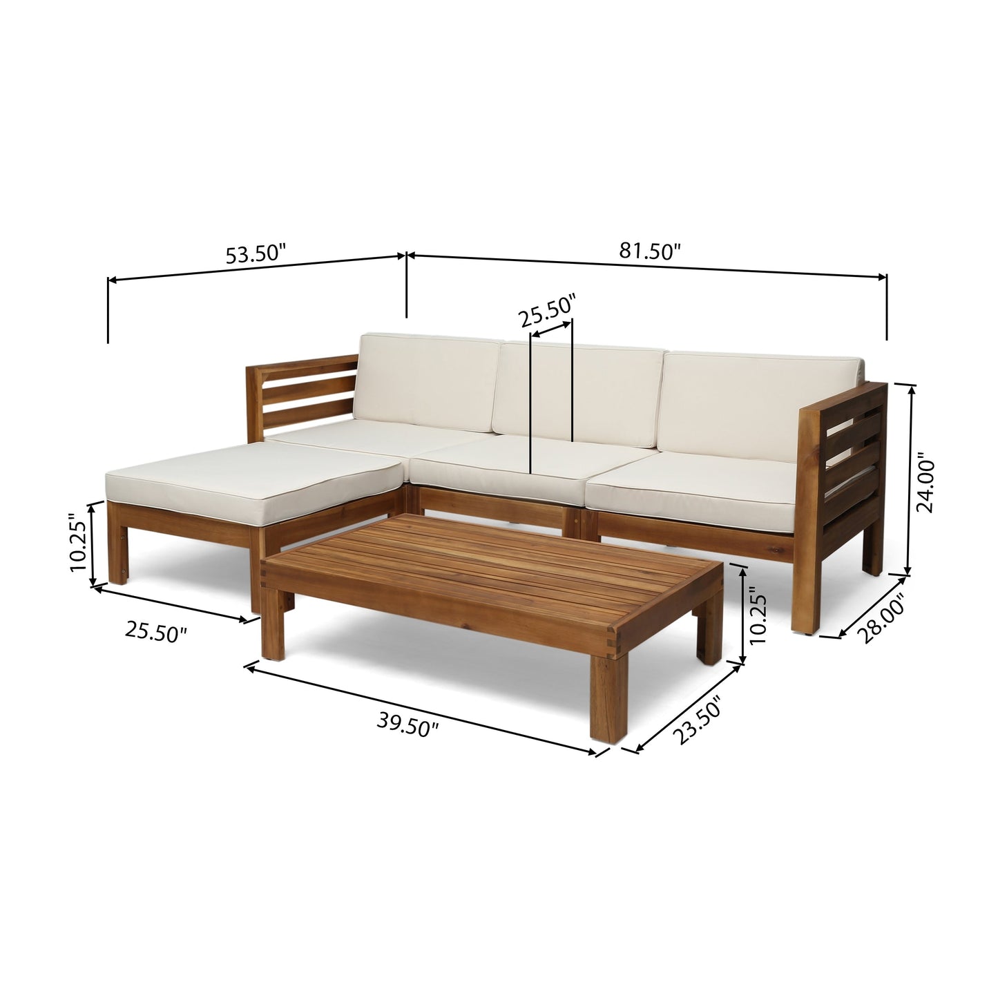 Set di divani Cambridge Outdoor Wood da 5 pezzi di Christopher Knight Home