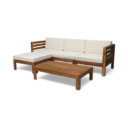 Set di divani Cambridge Outdoor Wood da 5 pezzi di Christopher Knight Home