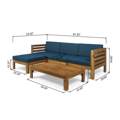 Set di divani Cambridge Outdoor Wood da 5 pezzi di Christopher Knight Home