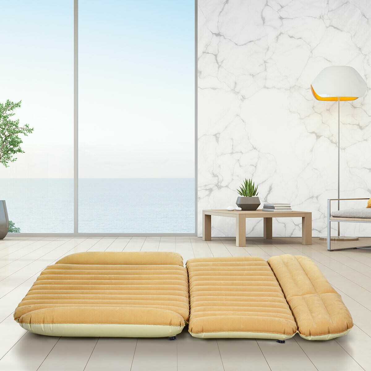 Materasso gonfiabile per auto Camel con gonfiaggio rapido e superficie floccata impermeabile per campeggio e viaggio