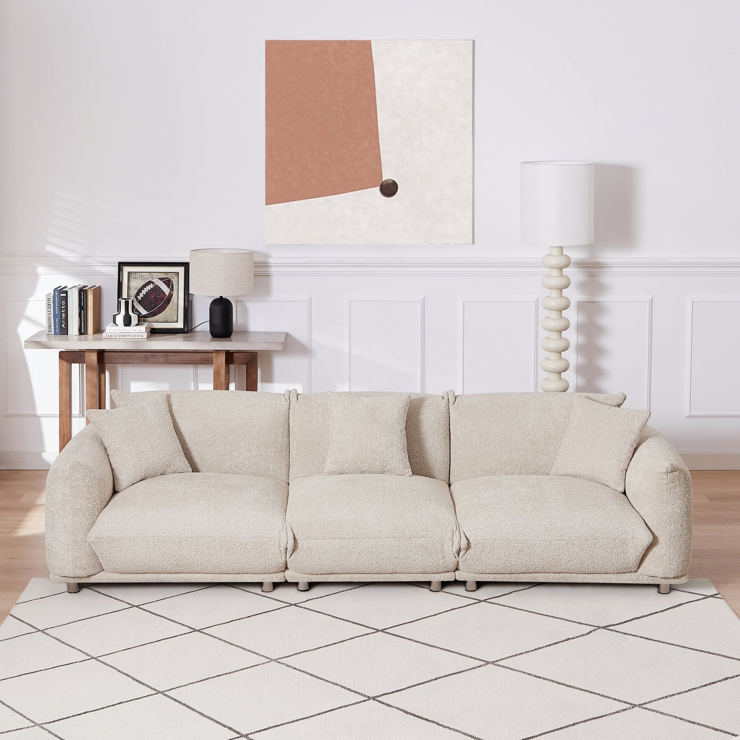 Divano Camel Modern 111 oversize a 3 posti con gambe in metallo e struttura in legno massello per soggiorno