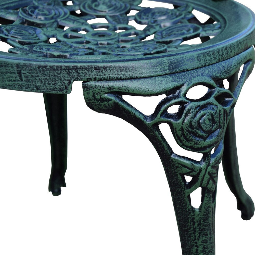 Set da bistrot Camellia in alluminio pressofuso Verdi Green, 3 pezzi, con tavolo e 2 sedie