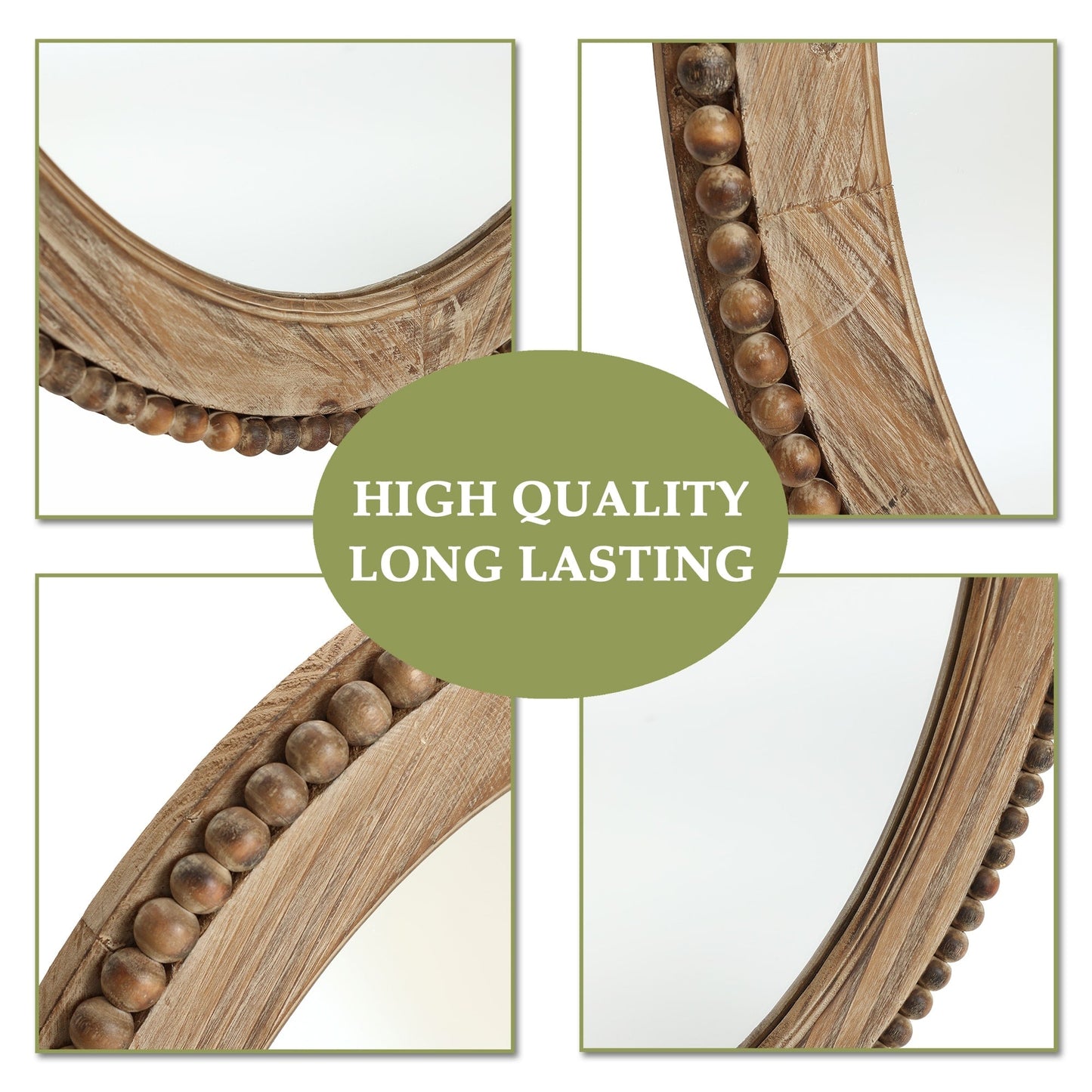 Specchio da parete ovale con cornice in legno Cameo da 32 pollici, specchio da parete per bagno - 31,89 A x 24 L x 1,26 P