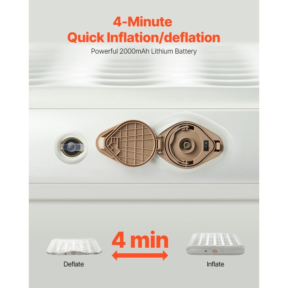 Materasso gonfiabile da campeggio con struttura pieghevole e pompa