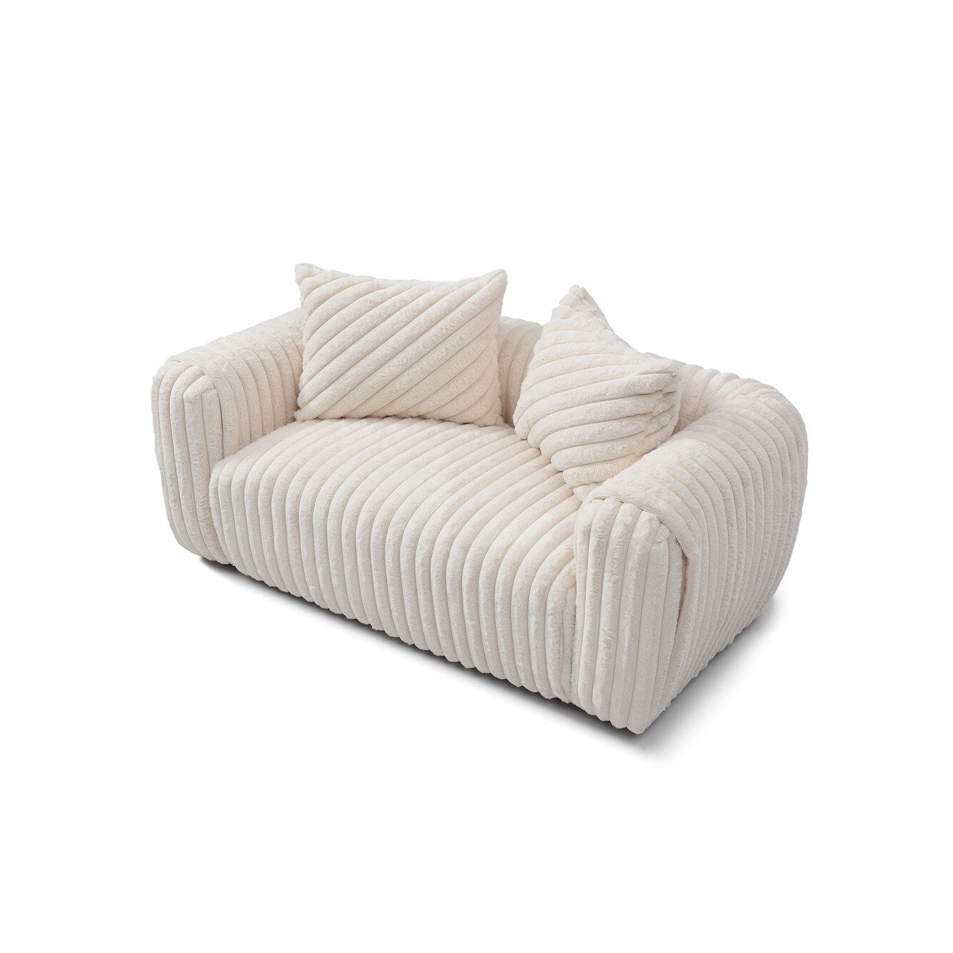 Divano dritto in poliestere con braccioli Pillow Top Cancun da 70 pollici, colore bianco