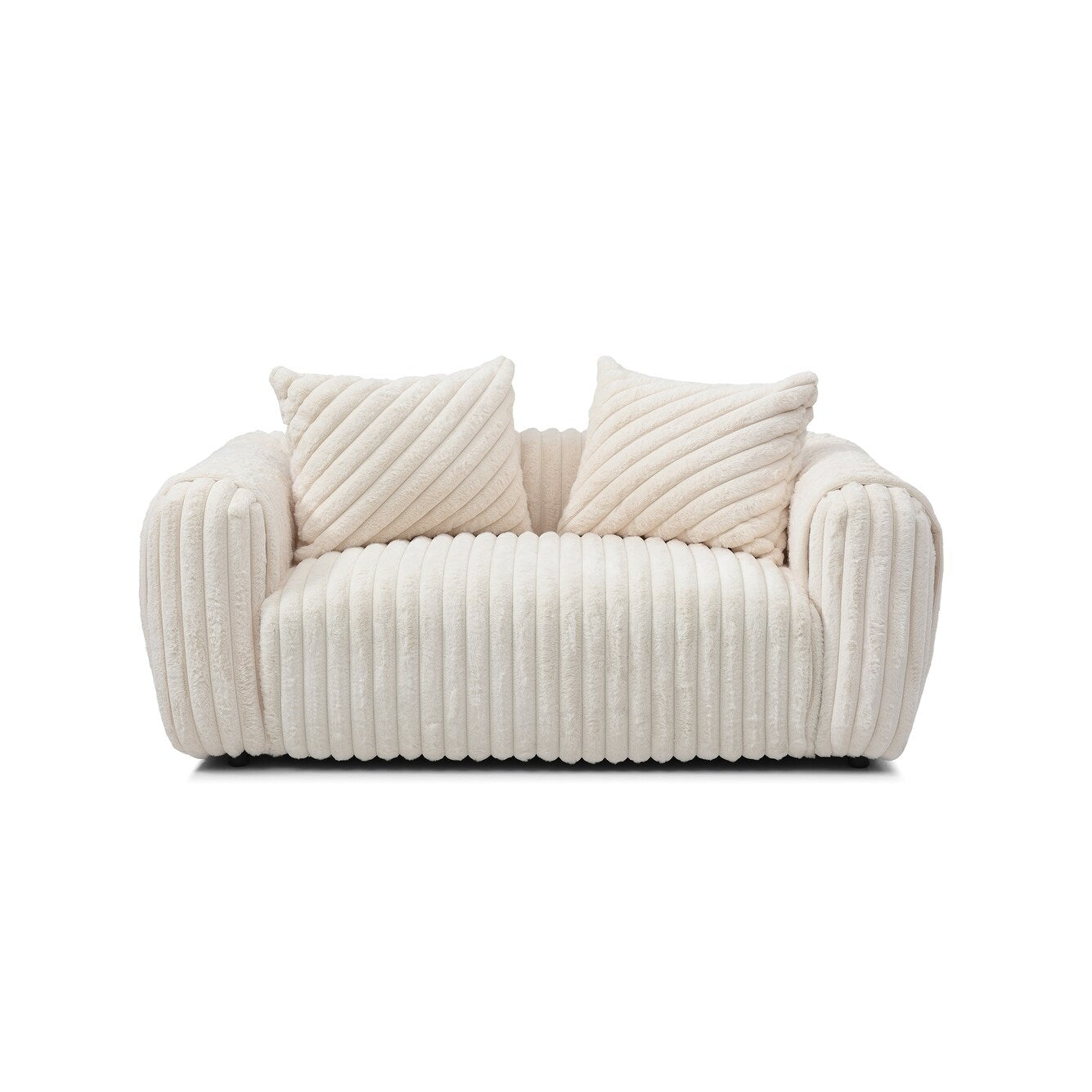 Divano dritto in poliestere con braccioli Pillow Top Cancun da 70 pollici, colore bianco