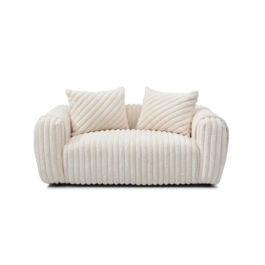Divano dritto in poliestere con braccioli Pillow Top Cancun da 70 pollici, colore bianco